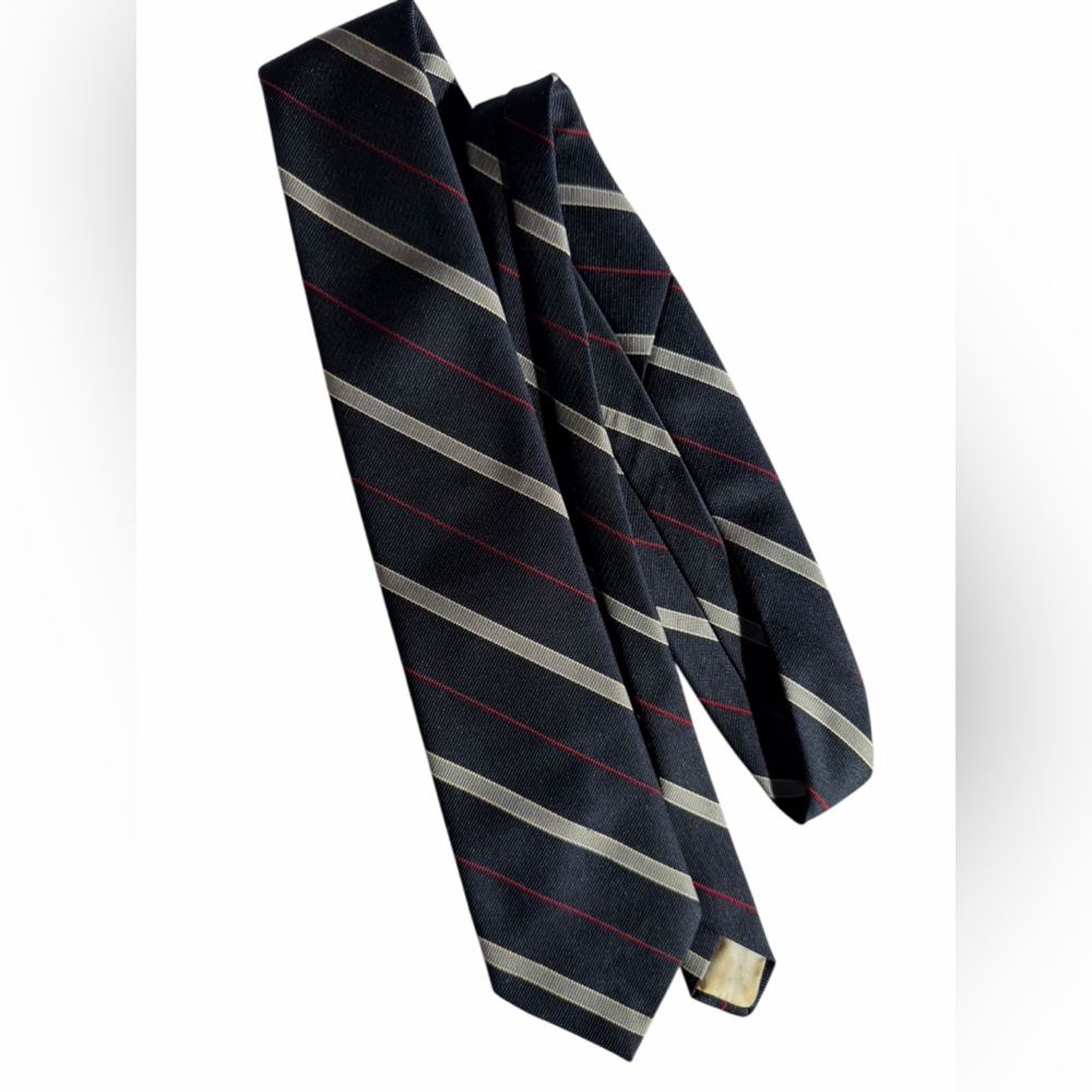 Vintage Christian Dior 70’s Men’s Rep Tie - Navy Blue with stripes